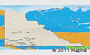 Shaded Relief Panoramic Map of Yukon, political outside