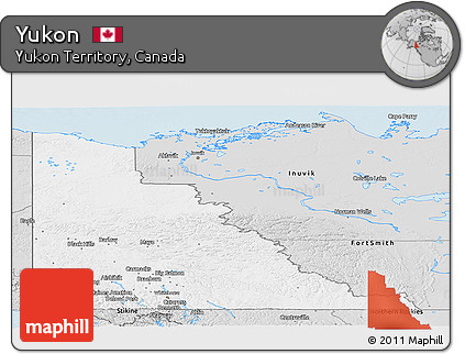 Silver Style Panoramic Map of Yukon