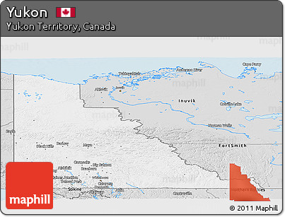 Silver Style Panoramic Map of Yukon