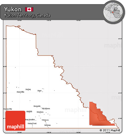 Classic Style Simple Map of Yukon, cropped outside