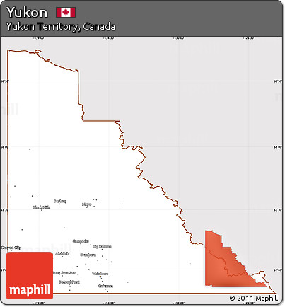 Classic Style Simple Map of Yukon, cropped outside