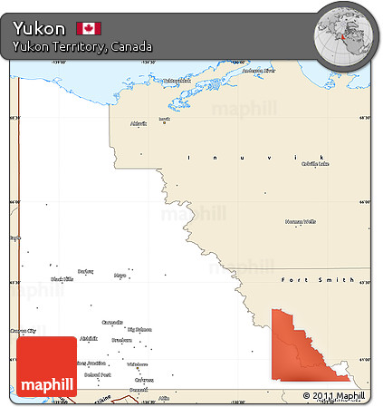 Classic Style Simple Map of Yukon