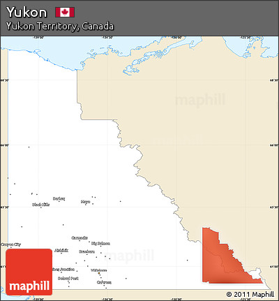 Classic Style Simple Map of Yukon, single color outside