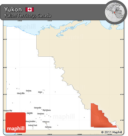 Classic Style Simple Map of Yukon, single color outside