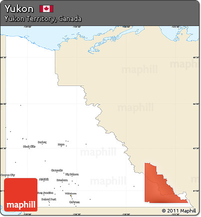Classic Style Simple Map of Yukon, single color outside