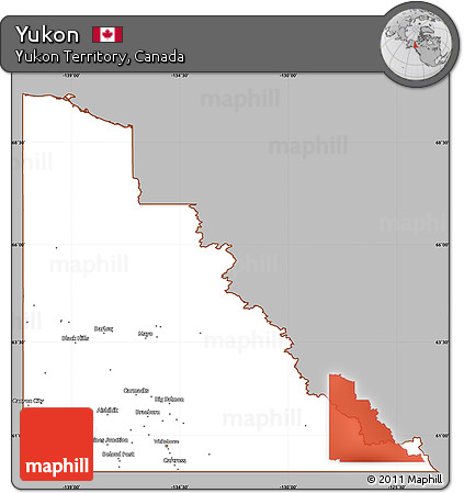 Gray Simple Map of Yukon, cropped outside