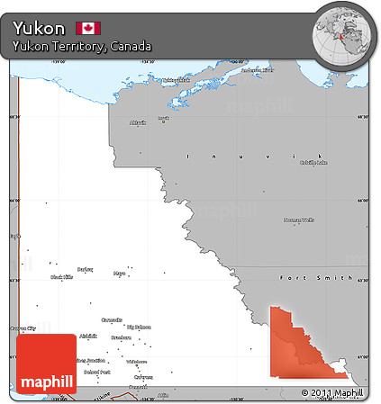 Gray Simple Map of Yukon