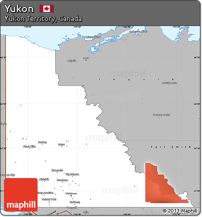 Gray Simple Map of Yukon