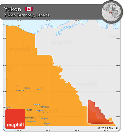 Political Simple Map of Yukon, single color outside