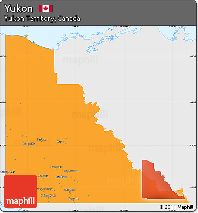 Political Simple Map of Yukon, single color outside