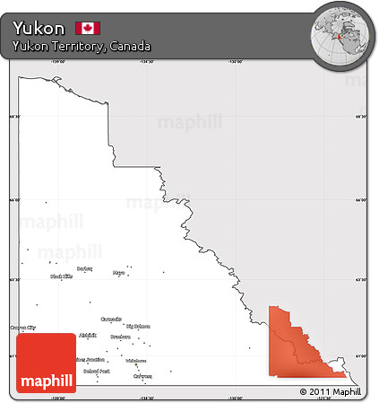 Silver Style Simple Map of Yukon, cropped outside