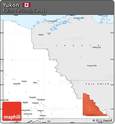 Silver Style Simple Map of Yukon