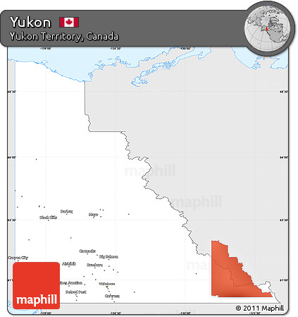 Silver Style Simple Map of Yukon, single color outside