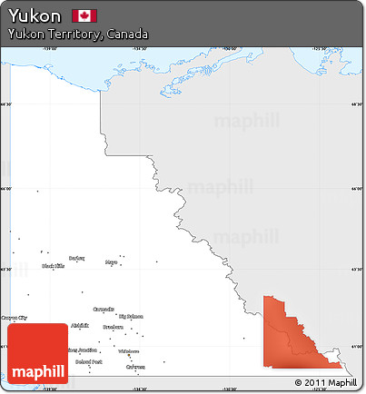 Silver Style Simple Map of Yukon, single color outside
