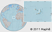 Political Location Map of Cape Verde, gray outside, hill shading
