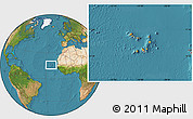 Political Location Map of Cape Verde, satellite outside