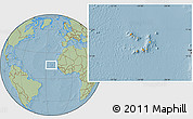 Political Location Map of Cape Verde, savanna style outside, hill shading