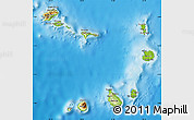 Physical Map of Cape Verde, political outside, shaded relief sea