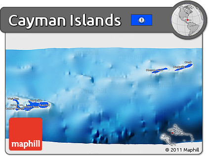 Flag 3D Map of Cayman Islands, physical outside