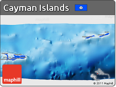 Flag 3D Map of Cayman Islands, physical outside