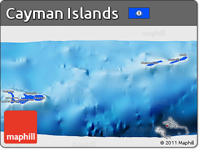 Flag 3D Map of Cayman Islands, shaded relief outside
