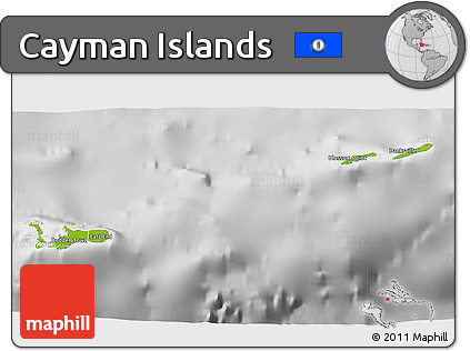 Physical 3D Map of Cayman Islands, lighten, desaturated