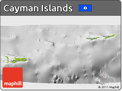 Physical 3D Map of Cayman Islands, lighten, desaturated