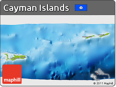 Physical 3D Map of Cayman Islands, lighten, semi-desaturated, land only