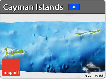 Physical 3D Map of Cayman Islands, single color outside, bathymetry sea, shaded relief sea