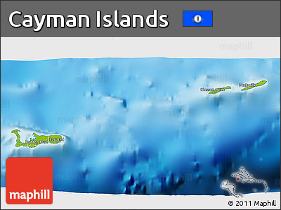Physical 3D Map of Cayman Islands, single color outside