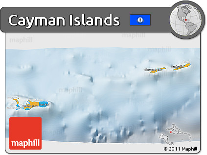 Political 3D Map of Cayman Islands, lighten