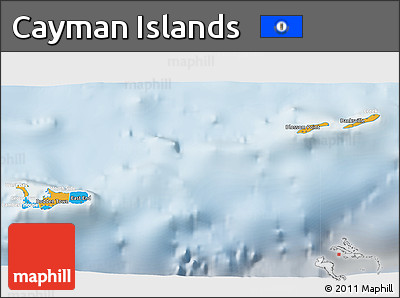 Political 3D Map of Cayman Islands, lighten