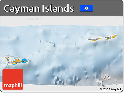 Political 3D Map of Cayman Islands, lighten