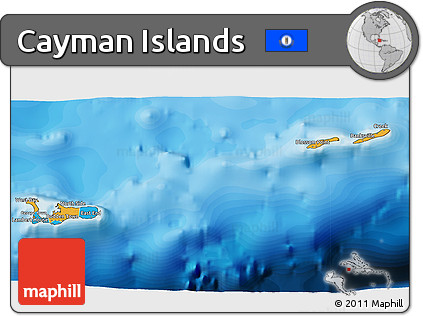 Political 3D Map of Cayman Islands, satellite outside, bathymetry sea