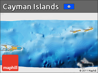Political 3D Map of Cayman Islands, satellite outside, bathymetry sea