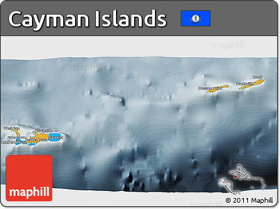 Political 3D Map of Cayman Islands, semi-desaturated