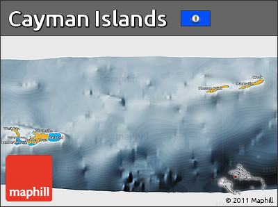 Political 3D Map of Cayman Islands, semi-desaturated