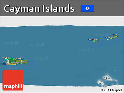 Satellite 3D Map of Cayman Islands, desaturated, land only