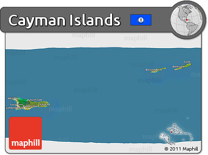 Satellite 3D Map of Cayman Islands, desaturated, land only