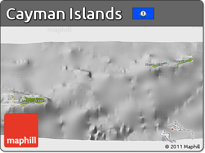 Satellite 3D Map of Cayman Islands, lighten, desaturated