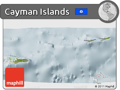 Satellite 3D Map of Cayman Islands, lighten