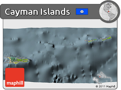 Satellite 3D Map of Cayman Islands, semi-desaturated