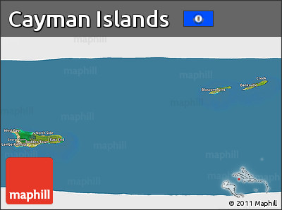 Satellite 3D Map of Cayman Islands, semi-desaturated, land only
