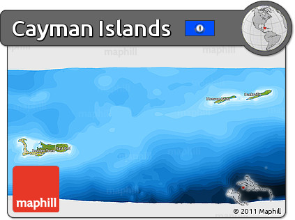 Satellite 3D Map of Cayman Islands, single color outside, bathymetry sea
