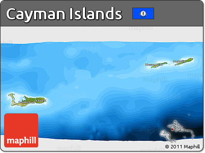 Satellite 3D Map of Cayman Islands, single color outside, bathymetry sea