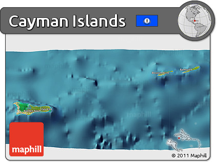 Satellite 3D Map of Cayman Islands, single color outside