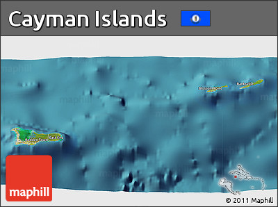 Satellite 3D Map of Cayman Islands, single color outside