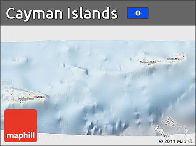 Shaded Relief 3D Map of Cayman Islands, lighten