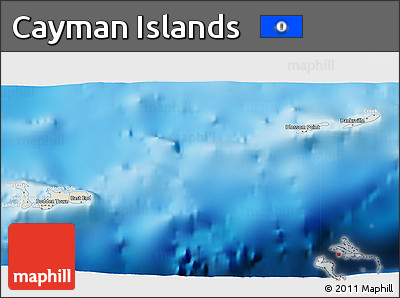 Shaded Relief 3D Map of Cayman Islands, lighten, land only