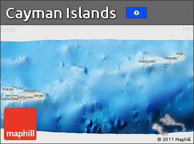 Shaded Relief 3D Map of Cayman Islands, physical outside